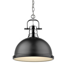  3602-L CH-BLK - Duncan 1 Light Pendant with Chain in Chrome with a Matte Black Shade